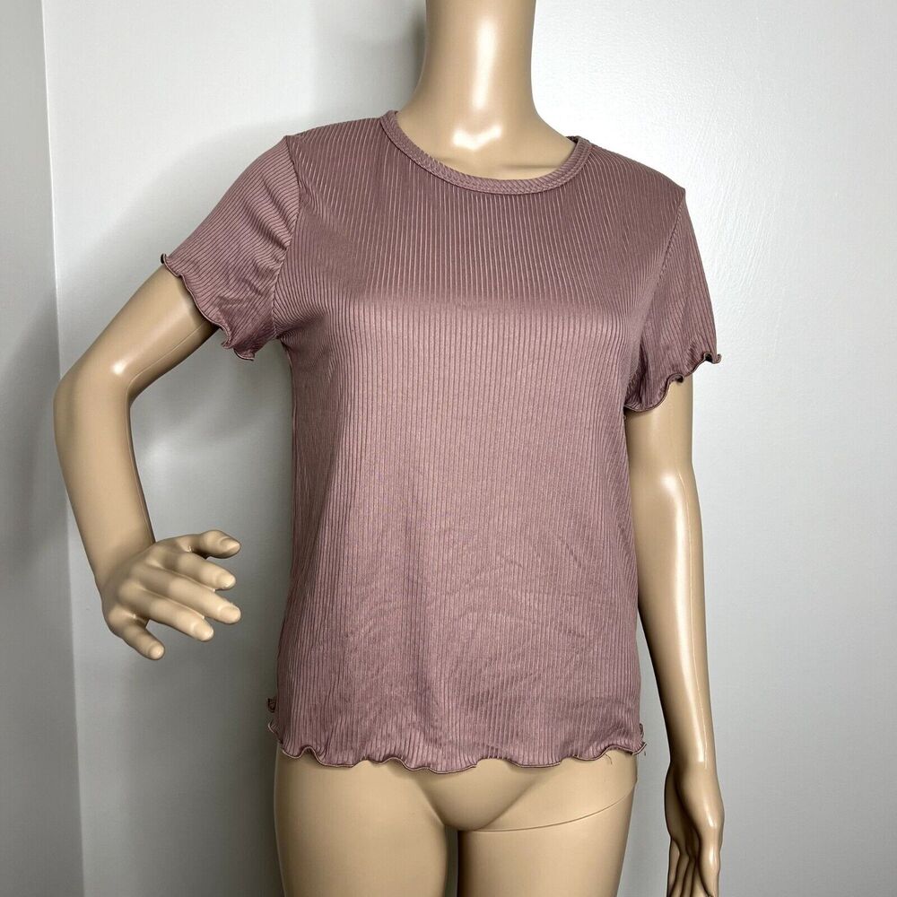 Brit & Bri Blush Pink Ribbed Short Sleeve Tee